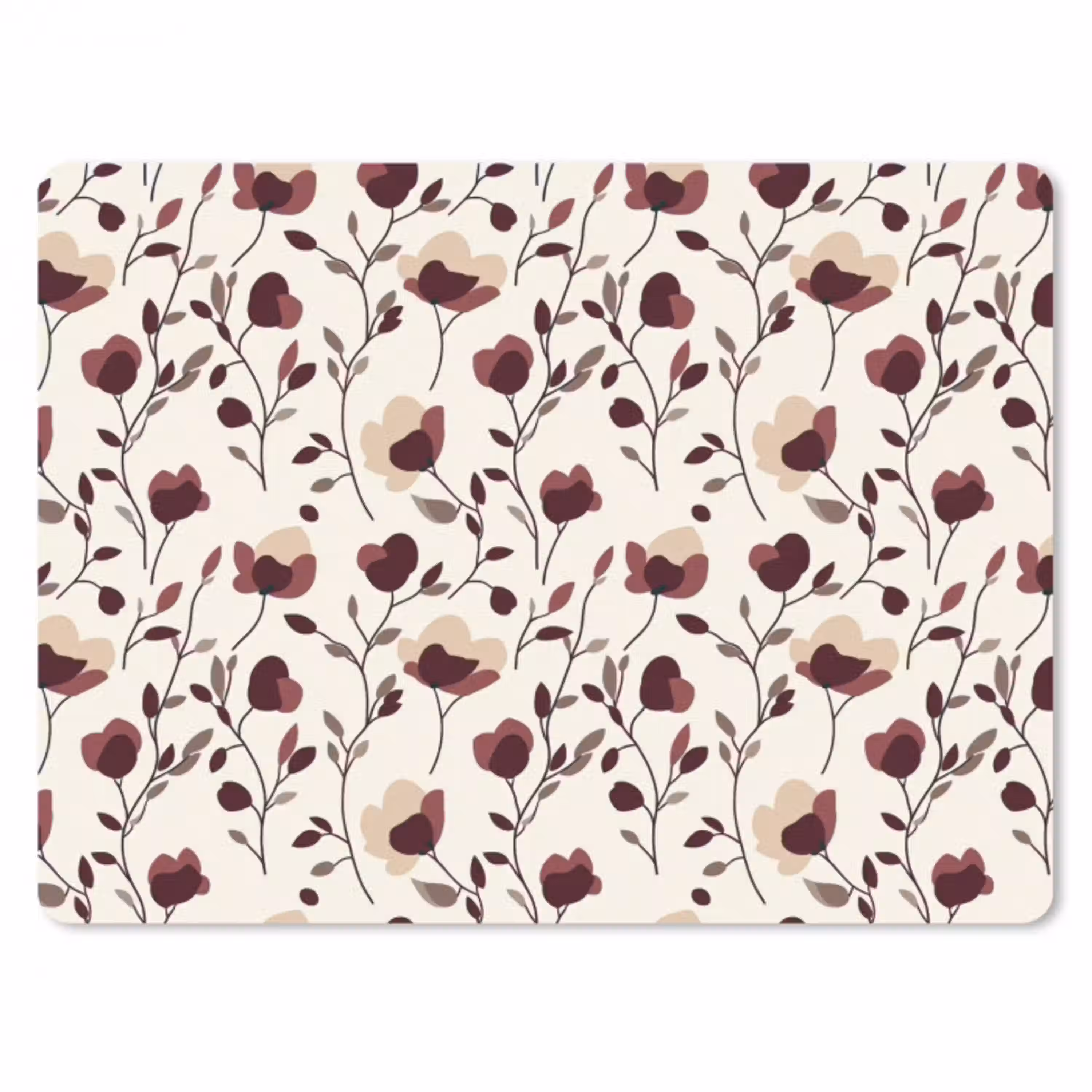 Bloemen - Botanisch - Bordeaux muismat rubber klein 262 -3d