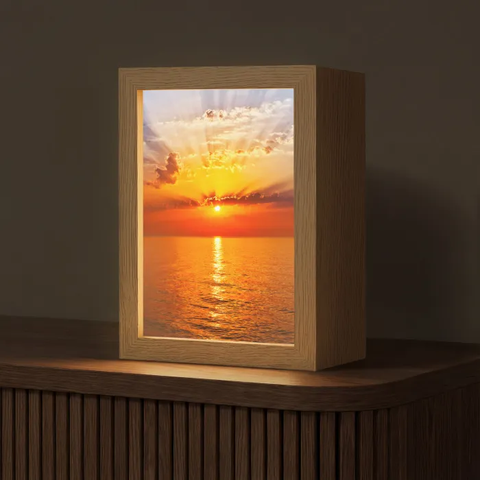Zonsondergang - Zee - Lucht - Oranje - Horizon - Water Light Box met kabel (Tafellamp) klein -z3d_website