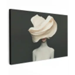 Vrouw - Beige - hoed Tuinposter op houten frame 2 cm dik klein -3d