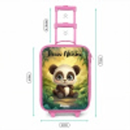Panda - Bamboebos - Groen Kinderkoffer - Roze klein -productfoto_formaten