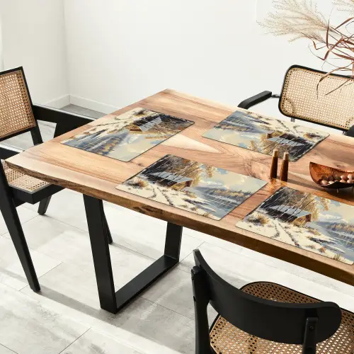 Winter - Sneeuw - Huis - Natuur Placemat vinyl groot -zzsfeer4_Kitchenyeah-website