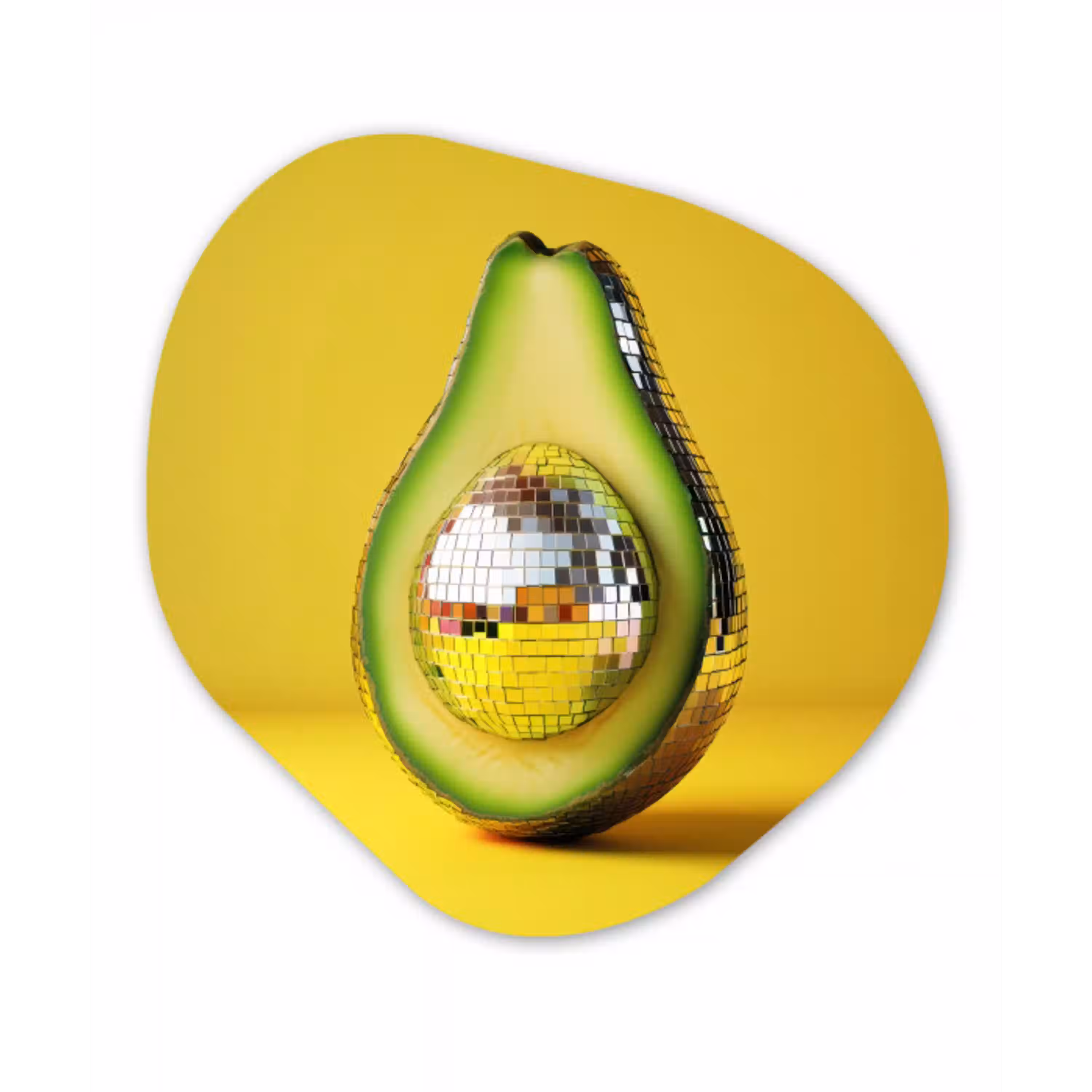 Avocado - Discobal - Geel - Glitter Wandcirkel Organisch Forex 3mm klein -3d