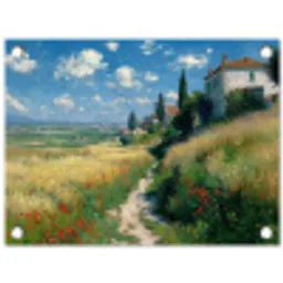 Zandpad - Huis - Bomen - Grasveld tuinposter los doek klein -3d