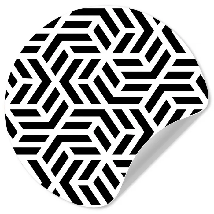 Design - Geometrie - Patroon - Zwart - Wit Wandcirkel behangsticker klein 186 -3d