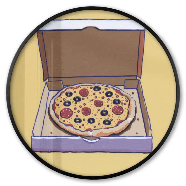 Ronde fotolijst - Pizza - Doos - Salami - Illustratie
