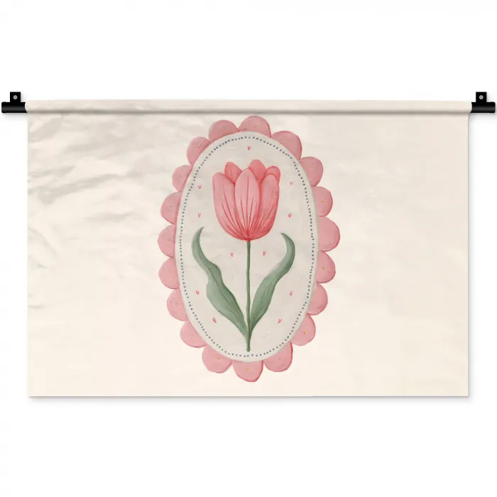 Tulp - Lijst - Ovaal - Illustratie Wandkleed katoen klein -zz3d