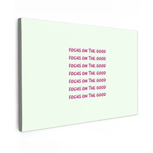 Focus on the good - Roze Tuinposter op houten frame 2 cm dik klein -3d