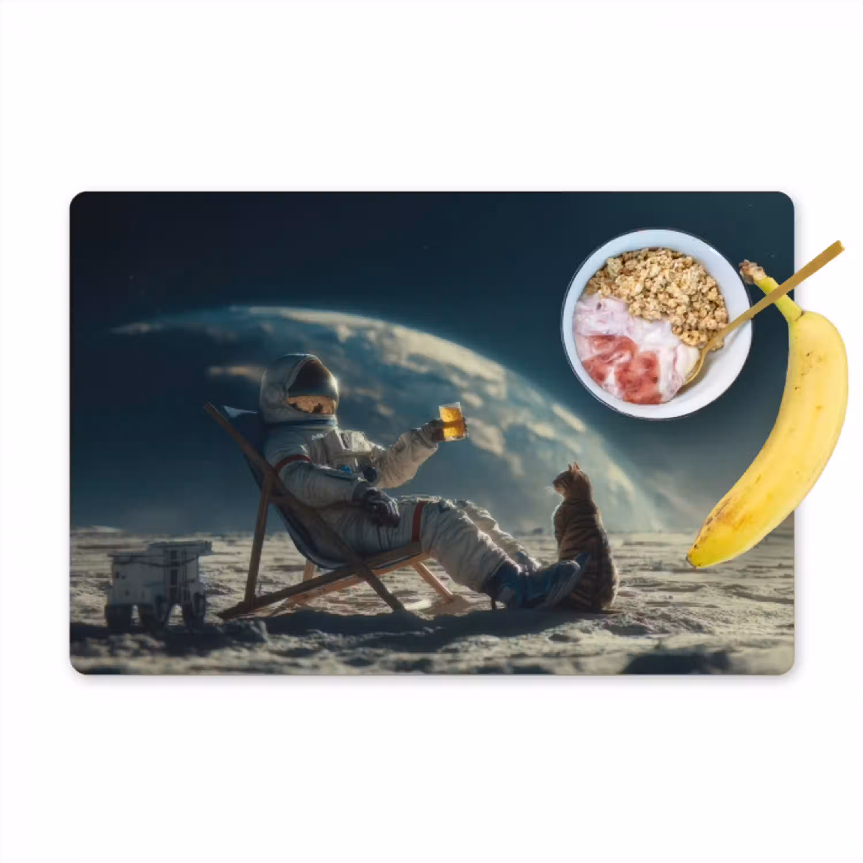 Astronaut - Kat - Glas - Stoel Placemat vinyl groot -zzzproduct_Kitchenyeah-website