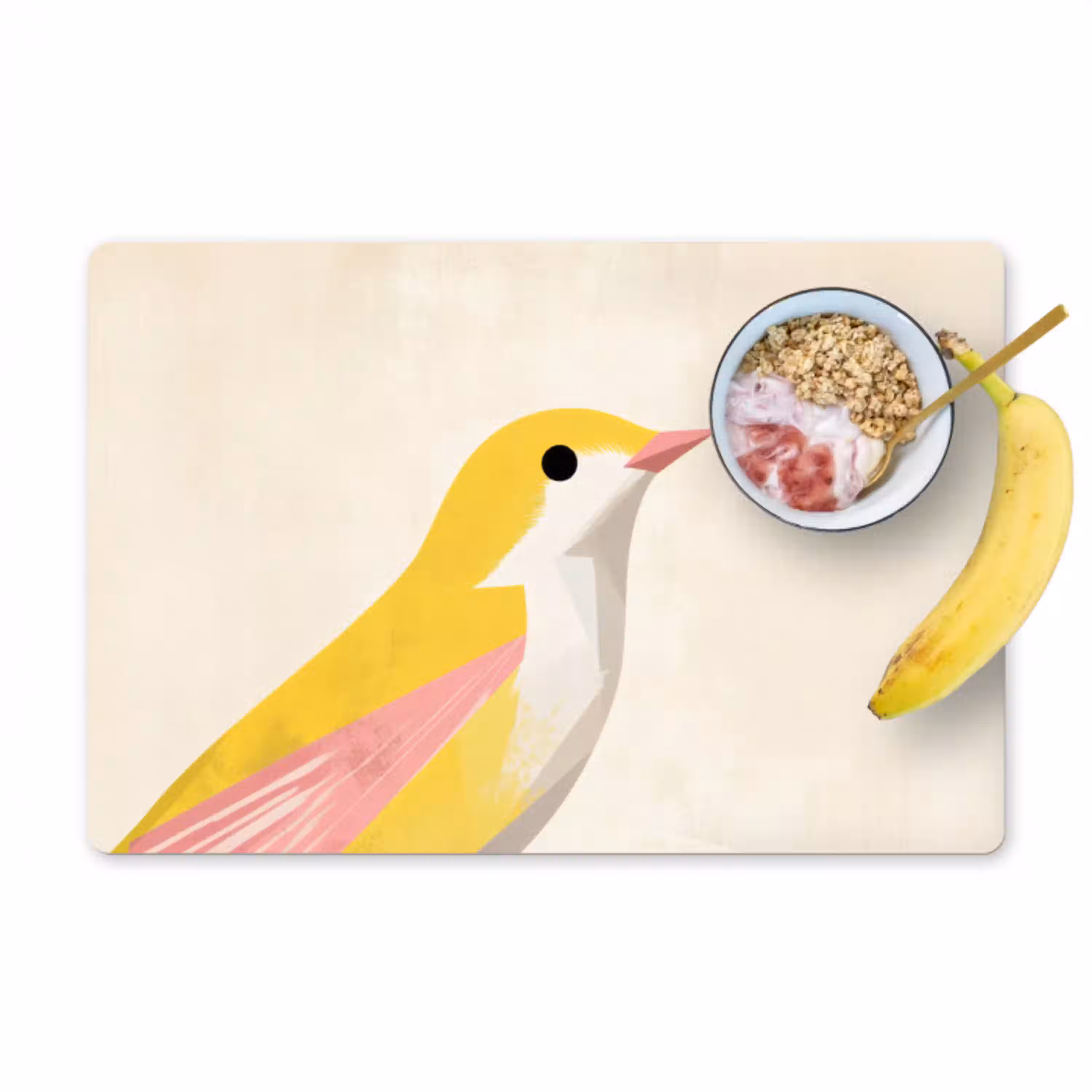 Vogel - Minimalistisch - Geel Placemat vinyl groot -zzzproduct_Kitchenyeah-website