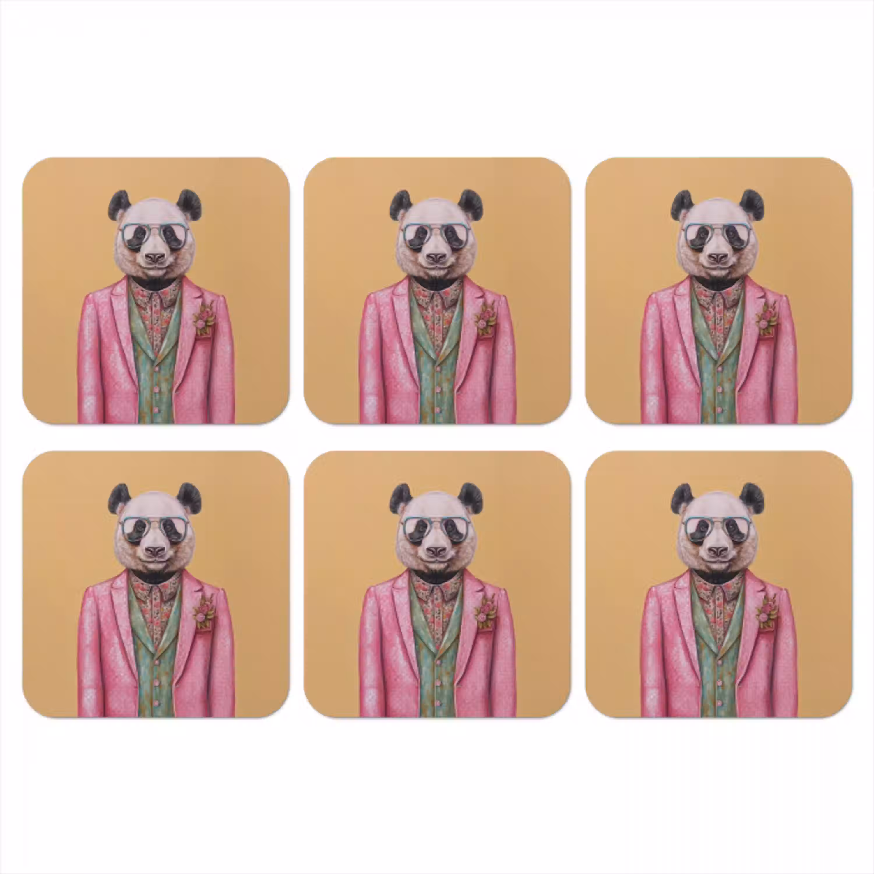 Panda - Pak - Zonnebril - Blauw onderzetter kurk middel -3d