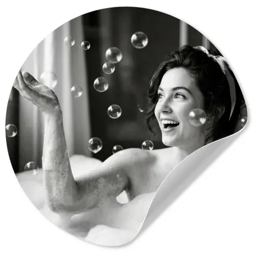 Bad - Bubbels - Zwart - Wit Wandcirkel behangsticker klein -3d