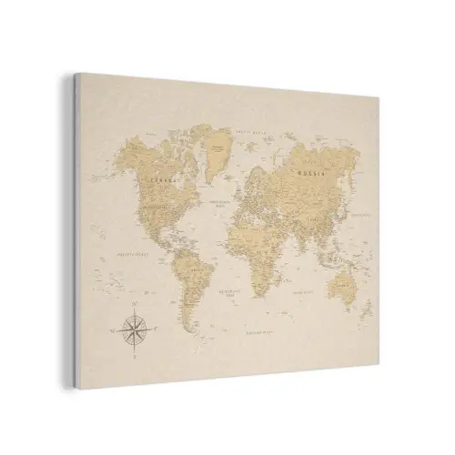 Wereldkaart - Realistisch - Beige PET vilt klein -3d