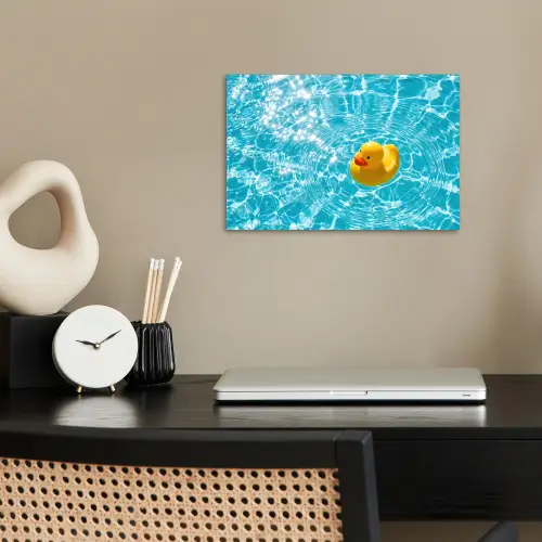 Badeend - Dobberen - Blauw poster papier klein -sfeer1