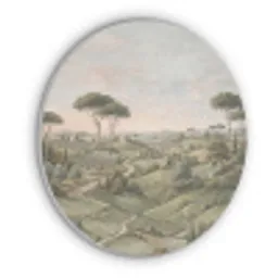 Landschap - Heuvels - Zandpad - Groen Akoestische PET Vilt - Rond klein -3d