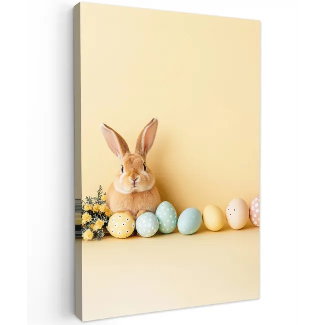 Eieren -  Konijn - Pasteltinten Tuinposter op houten frame 2 cm dik klein -3d