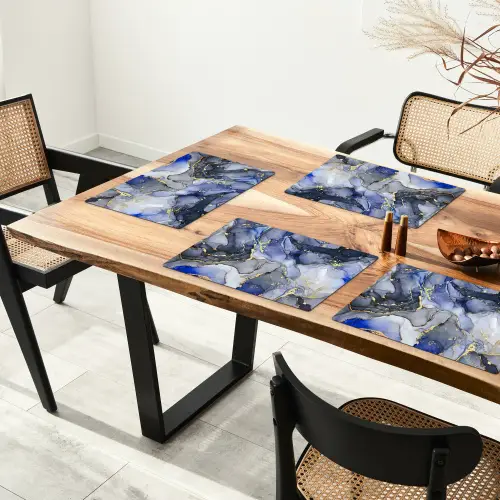 Marmer - Goud - Abstract - Blauw Placemat vinyl groot -zzsfeer4_Kitchenyeah-website