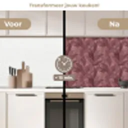Bladeren - Patroon - Paars keuken achterwand 2 middel 871 -voor-na2_NL