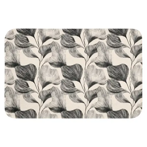 Botanisch - Bladeren - Zwart WCmat klein 1009 -3d