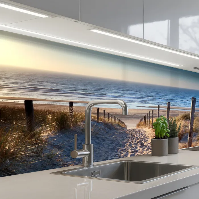 Zand - Strand - Duin - Zee - Zomer keuken achterwand 2 middel -3d_schuin