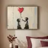 Street art - Banksy - Ballon - Graffiti - Hart Textielframe zwart klein -sfeer1