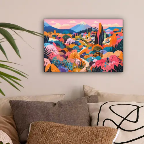 Witte bergtop - Modern - Kleurrijk canvas 2cm klein -sfeer1