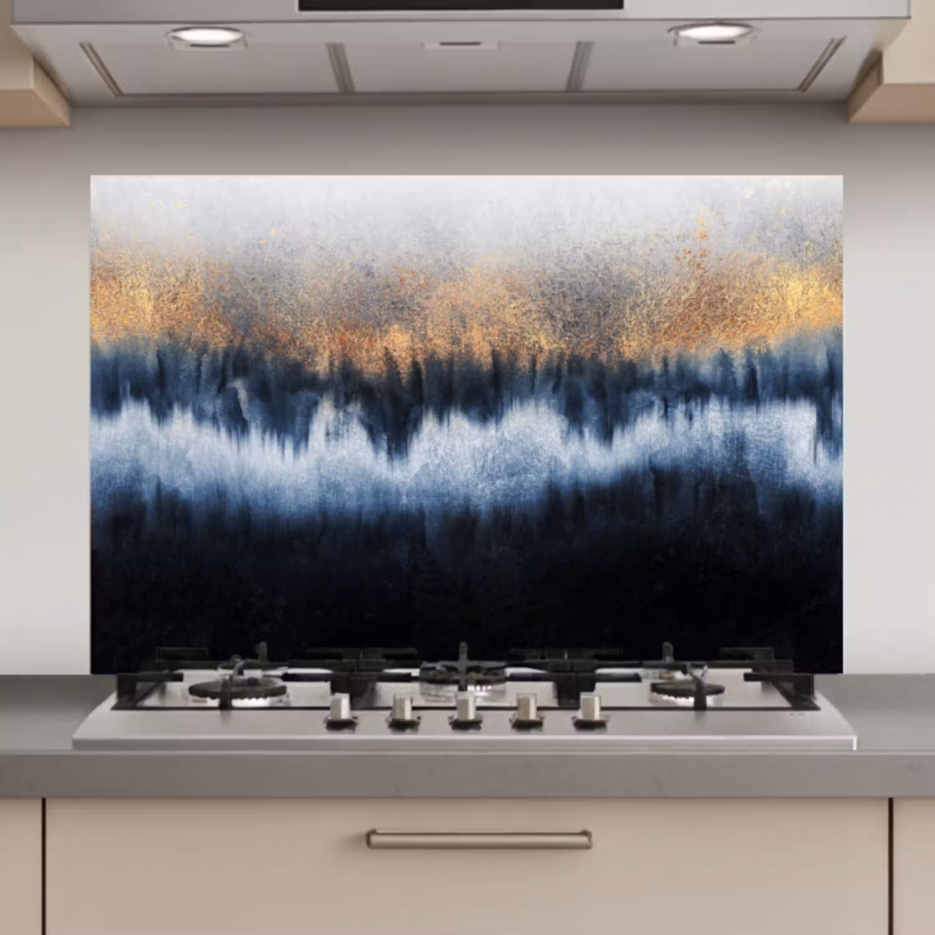 Abstract - Goud - Luxe - Blauw keuken achterwand spatscherm klein -3d_website