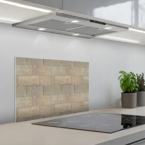 Hardstenen - Zandsteen - Geel keuken achterwand spatscherm klein 900 -3d_schuin