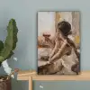 Schilderij - Olieverf - Vrouw - Wijn canvas 2cm klein -sfeer4