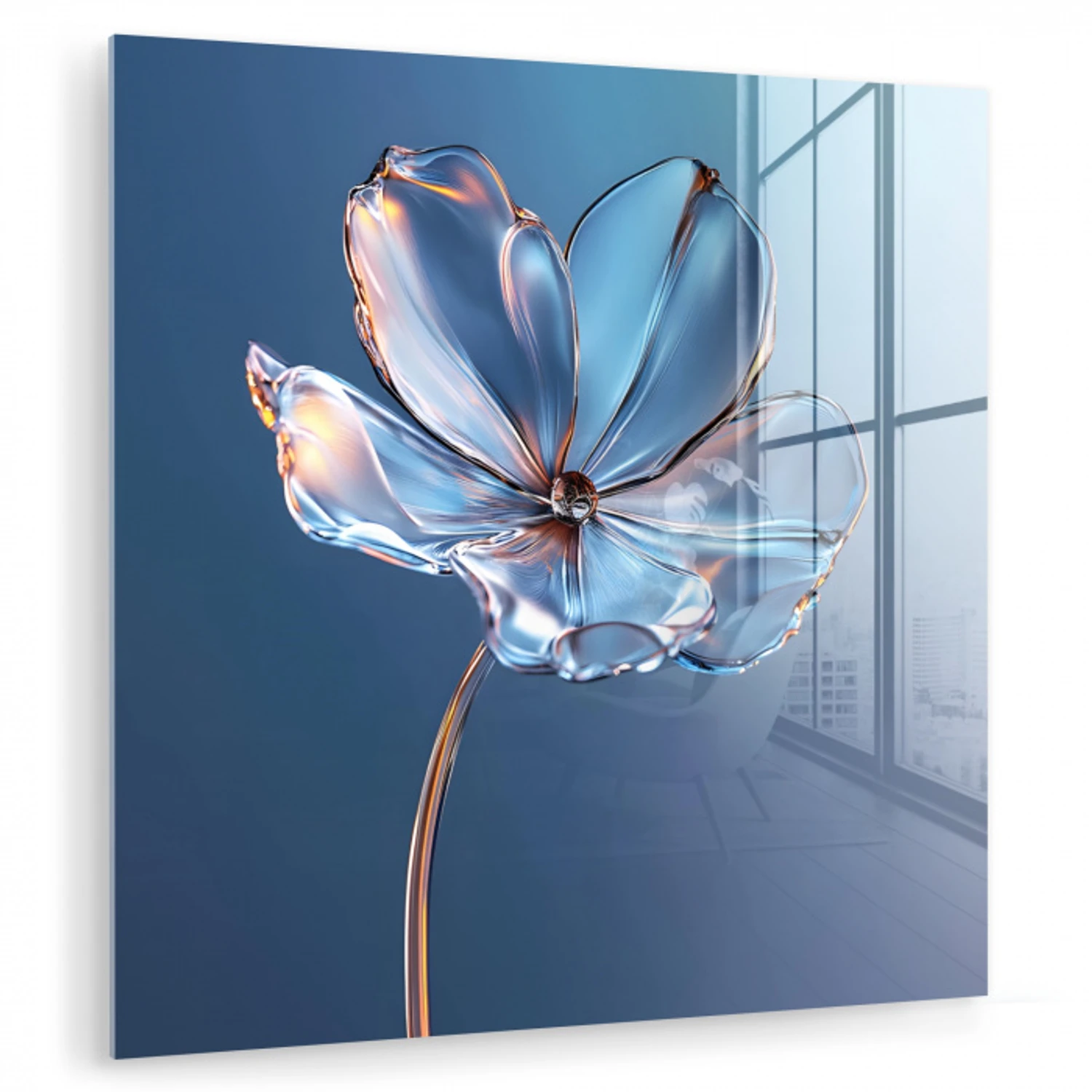 Blauw - Bloem - Glazen - Sierlijk plexiglas 5mm klein -zzzproduct_nieuw