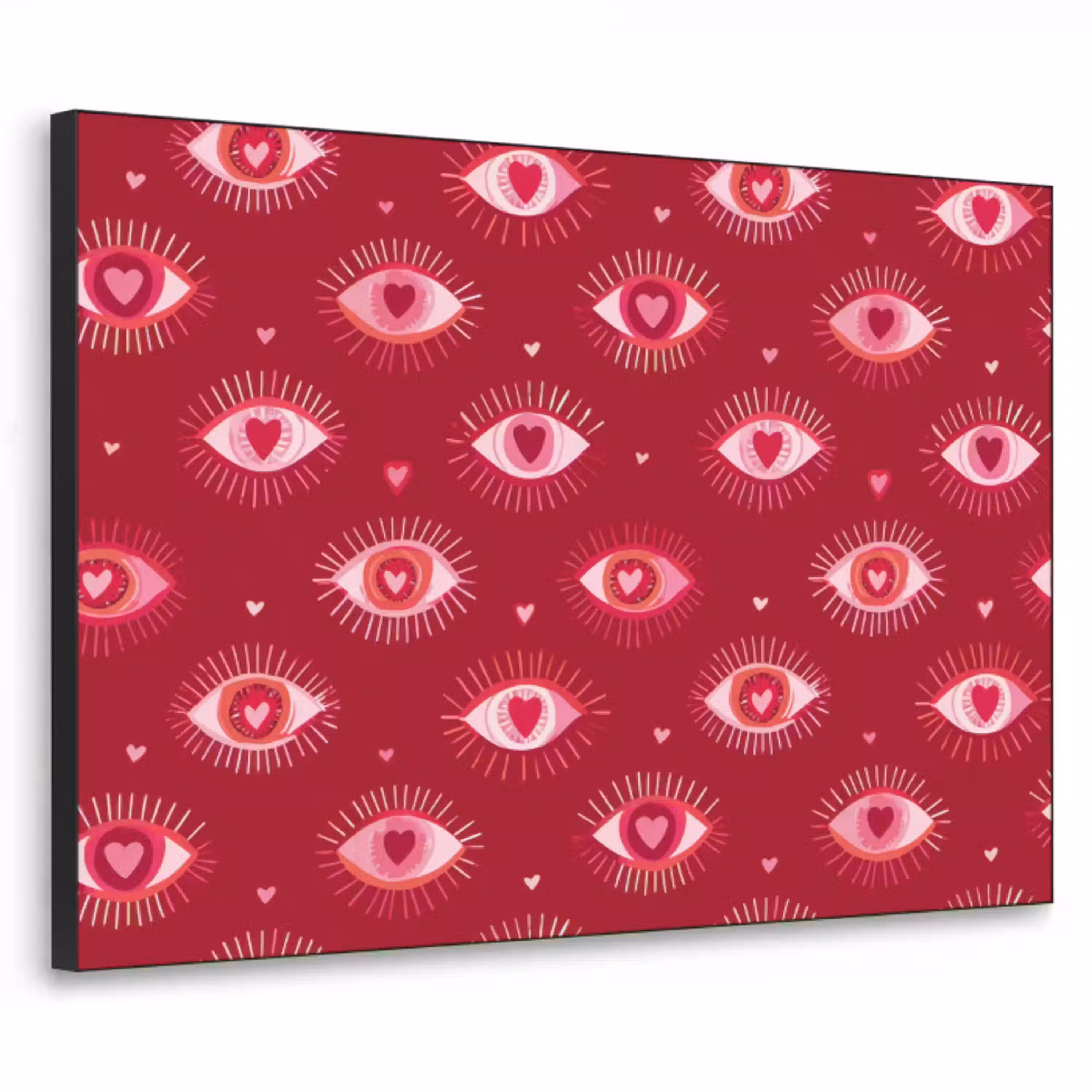 Ogen - Patroon - Roze - Donkerrood Textielframe zwart klein 947 -3d