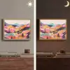 Golvende heuvels - Abstracte planten - Dromerig Light Box met batterij (Wandlamp) middel -sfeer3