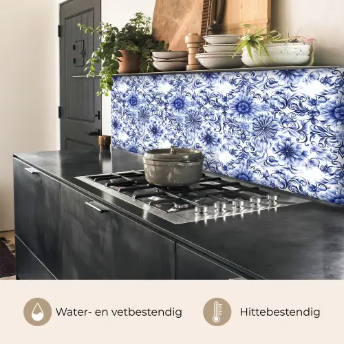 Bloemen - Blauw - Patroon - Wit keuken achterwand 2 middel 871 -usp_NL