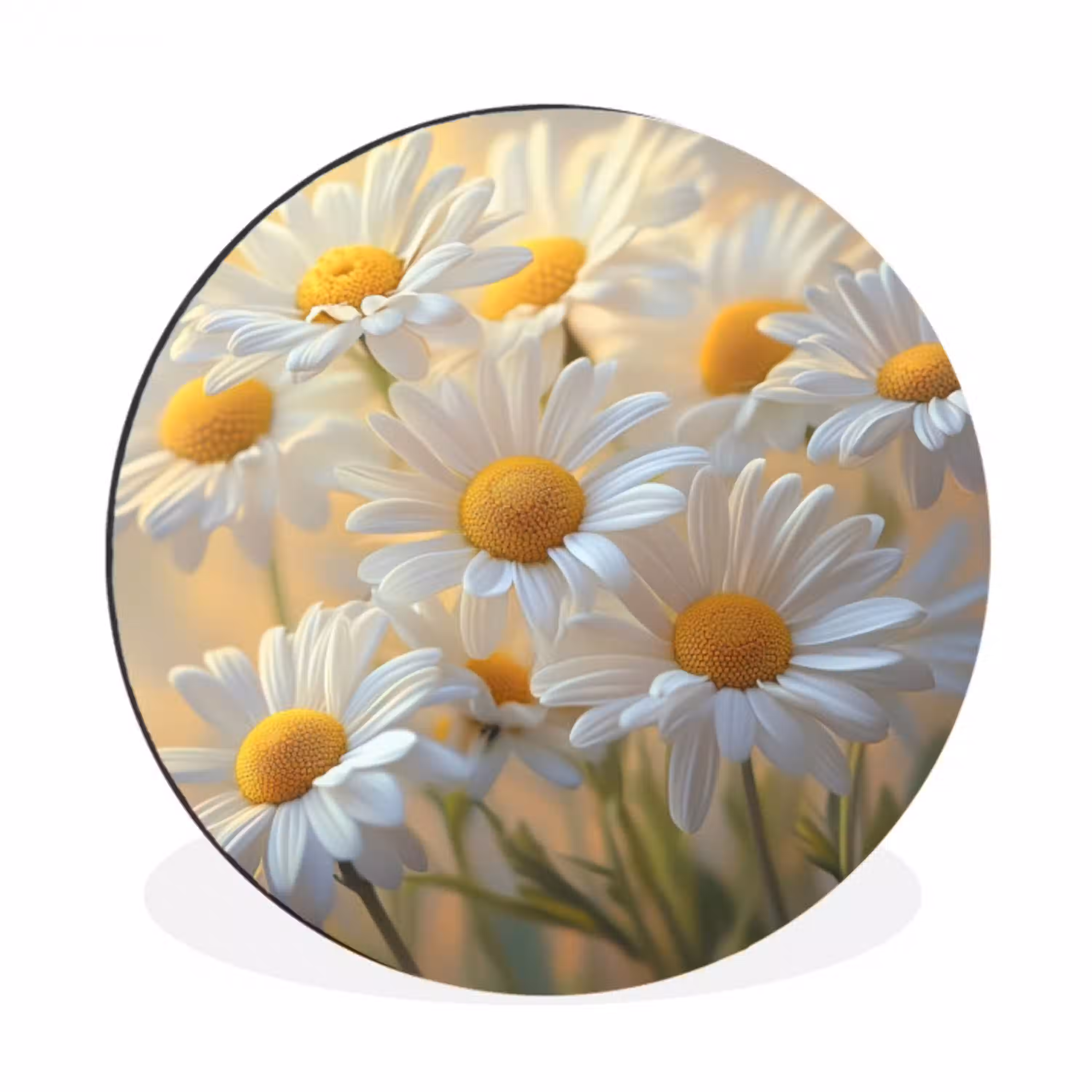 Madeliefjes - Wit - Zonlicht Wandcirkel aluminium klein -3d