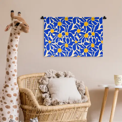 Abstract - Bloem - Blauw Wandkleed katoen klein 269 -wsfeer5_kind