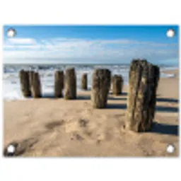 Zand - Strand - Paal - Water - Zomer tuinposter los doek klein -3d