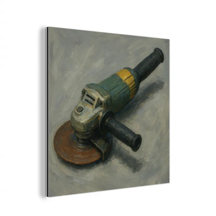 Haakse slijper - Schilderij - Gereedschap aluminium wit klein -3d
