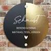 Half goud zwart - Sierlijk Naambord Rond klein -sfeer2