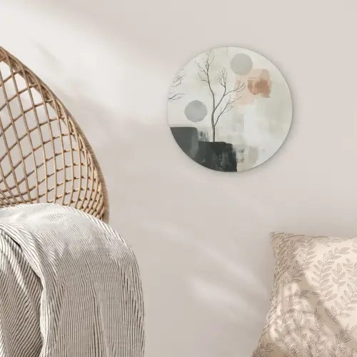 Wabi sabi - Beige - Plant Akoestische PET Vilt - Rond klein -sfeer4