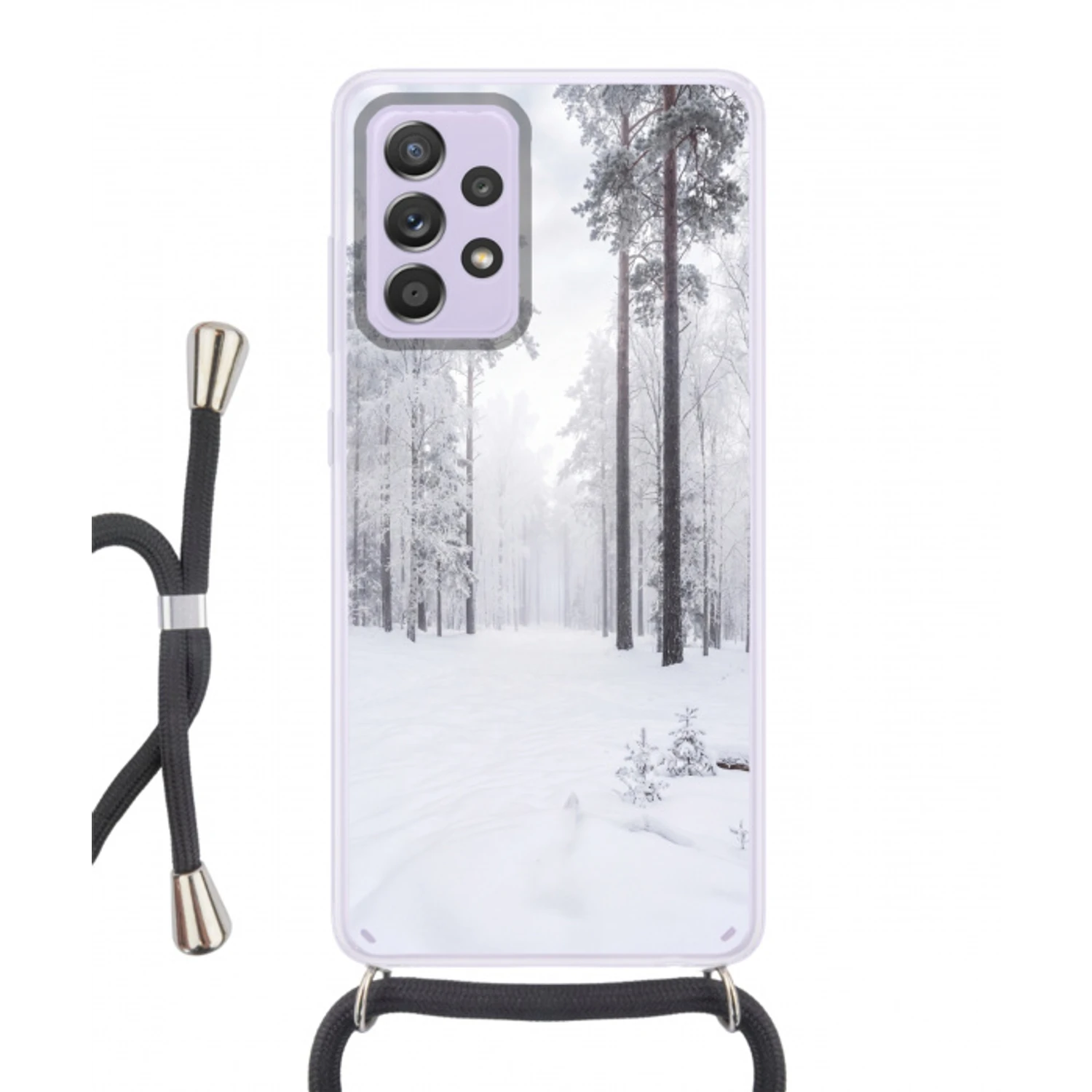 Bos - Sneeuw - Pad - Winter - Stilte Hoesje Samsung Galaxy A52 5G met koord klein -3d
