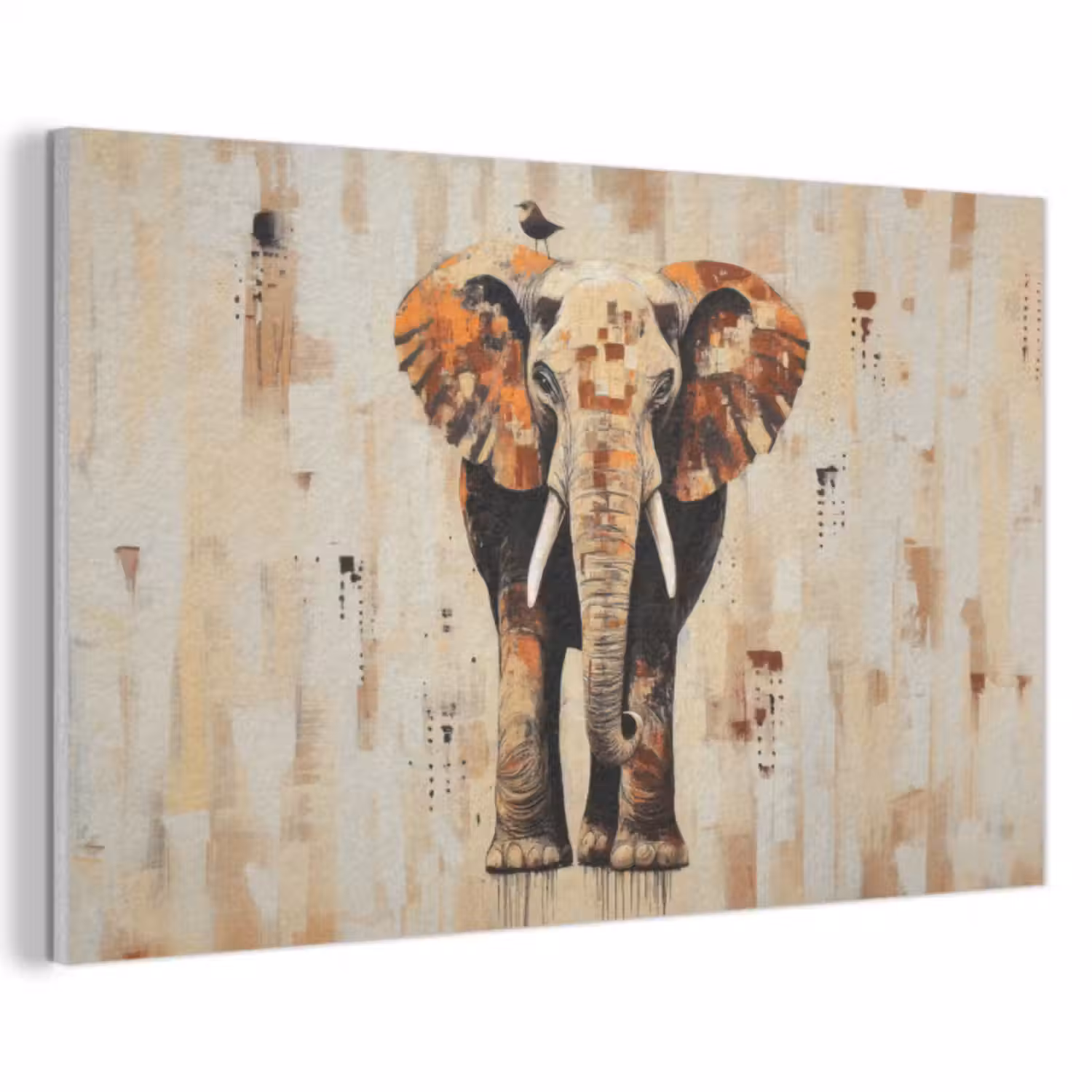 Akoestisch schilderij - Olifant - Slurf - Mozaïek - Abstract
