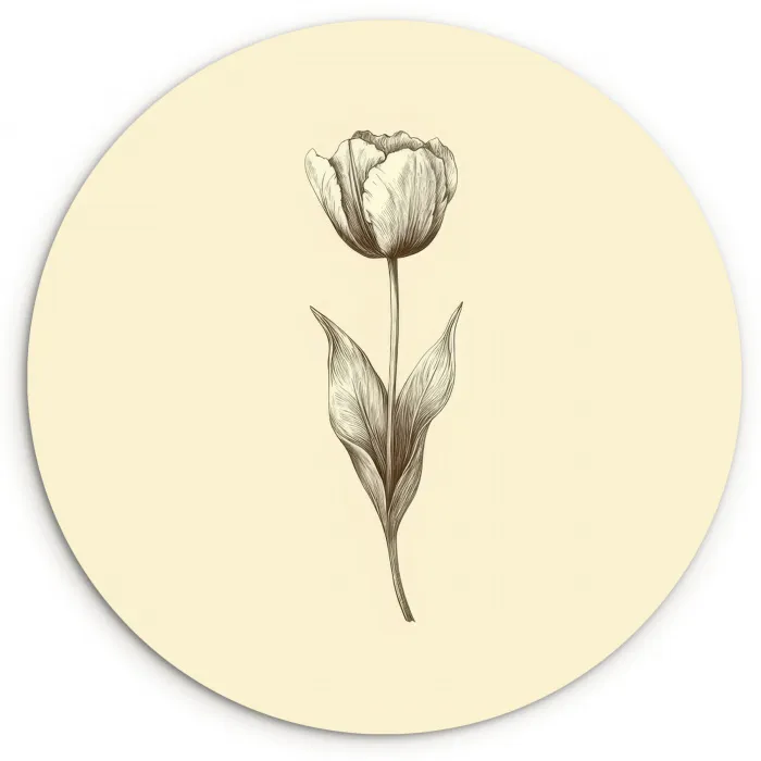 Illustratie - Tulp - Zwart Wandcirkel plexiglas klein -3d