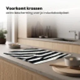 Zebra - Vacht - Klassiek - Zwart - Wit Inductie beschermer vinyl 3mm klein -sfeer1