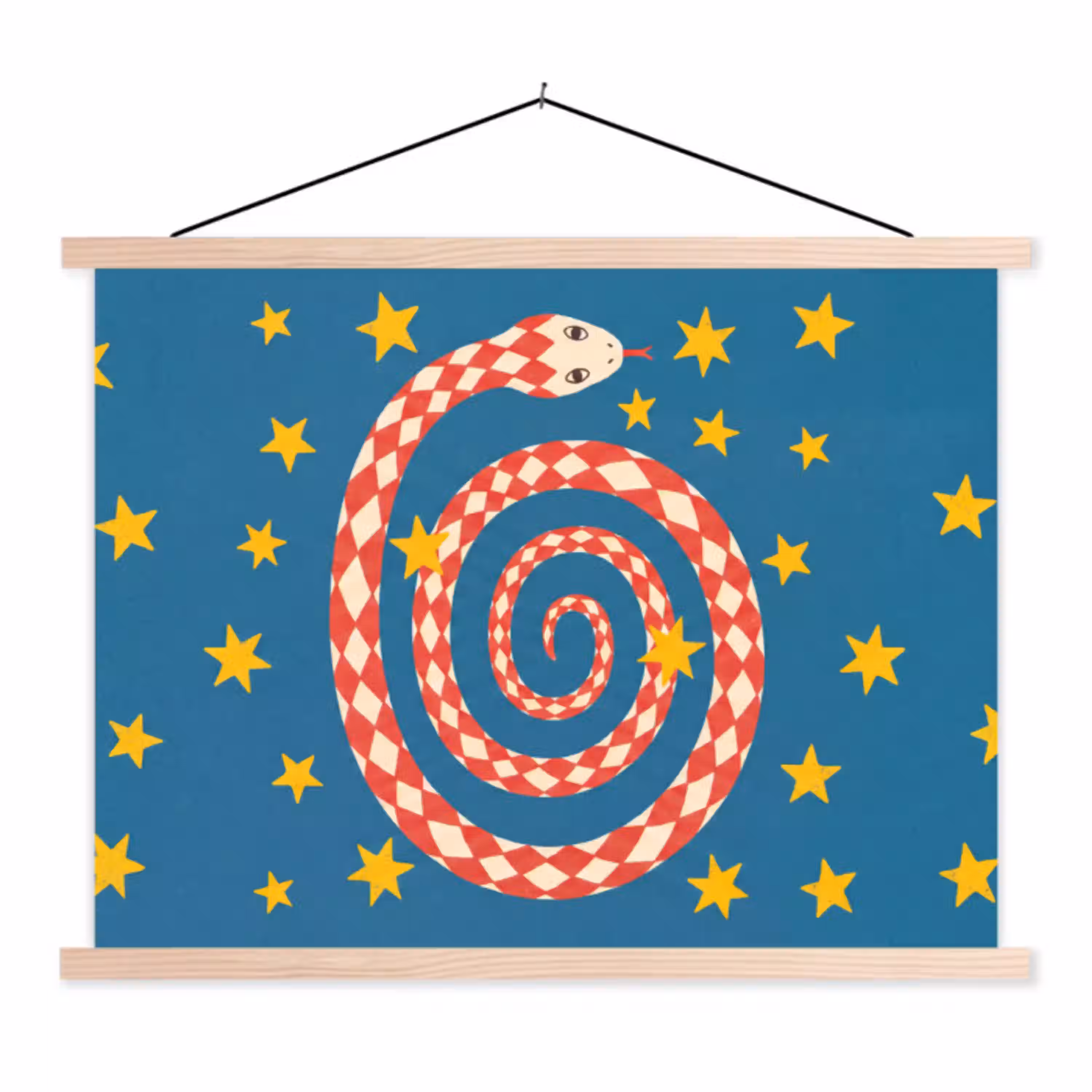 Slang - Spiraal - Dieren - Illustratie - Rood textielposter latten blank klein -3d