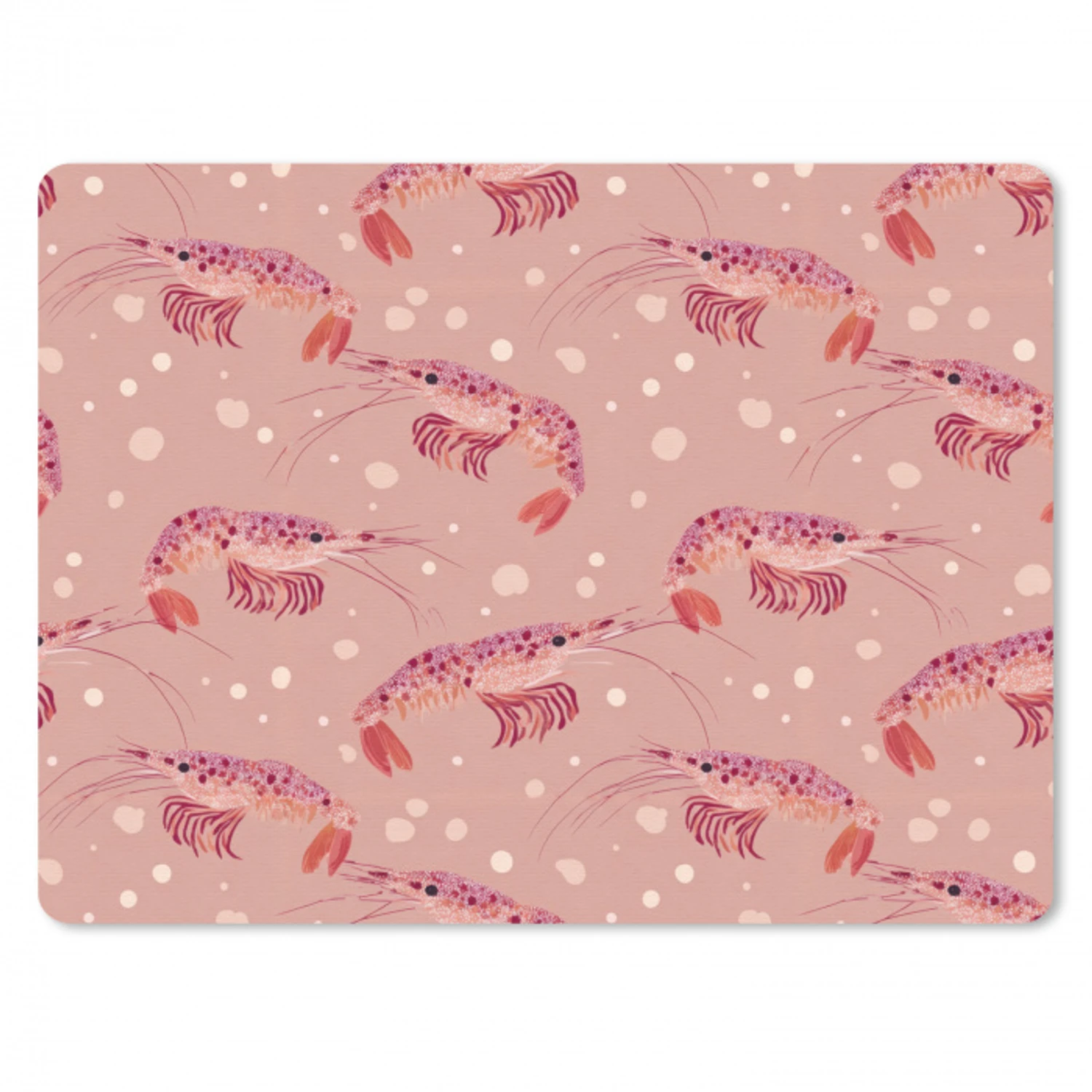 Garnalen - Stippen - Roze muismat rubber klein 262 -3d