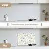Birds - Flowers - Gray - Yellow keuken achterwand spatscherm klein 900 -voor_na_NL