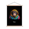 Aap met kleurrijk vest textielposter latten blank klein -3d