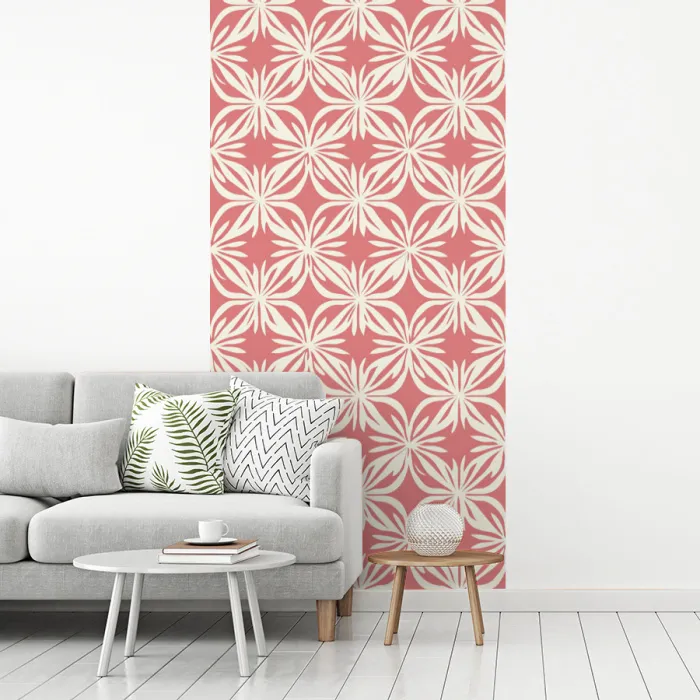 Roze - Bloemenmotief - Wit - Modern fotobehang vinyl groot 64 -woonkamer