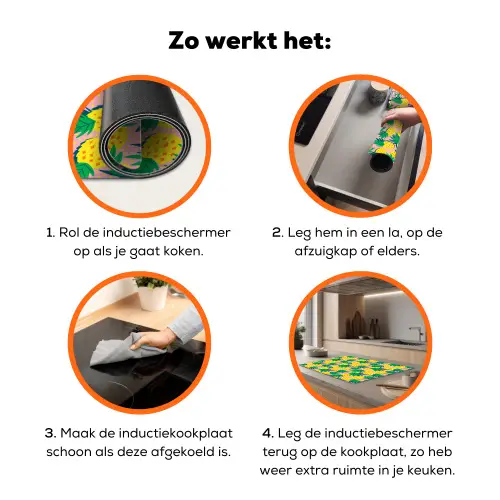 Ananas - Geel - Groen - Tropisch Inductie beschermer vinyl 3mm klein 276 -zzzzzzz-td-werking