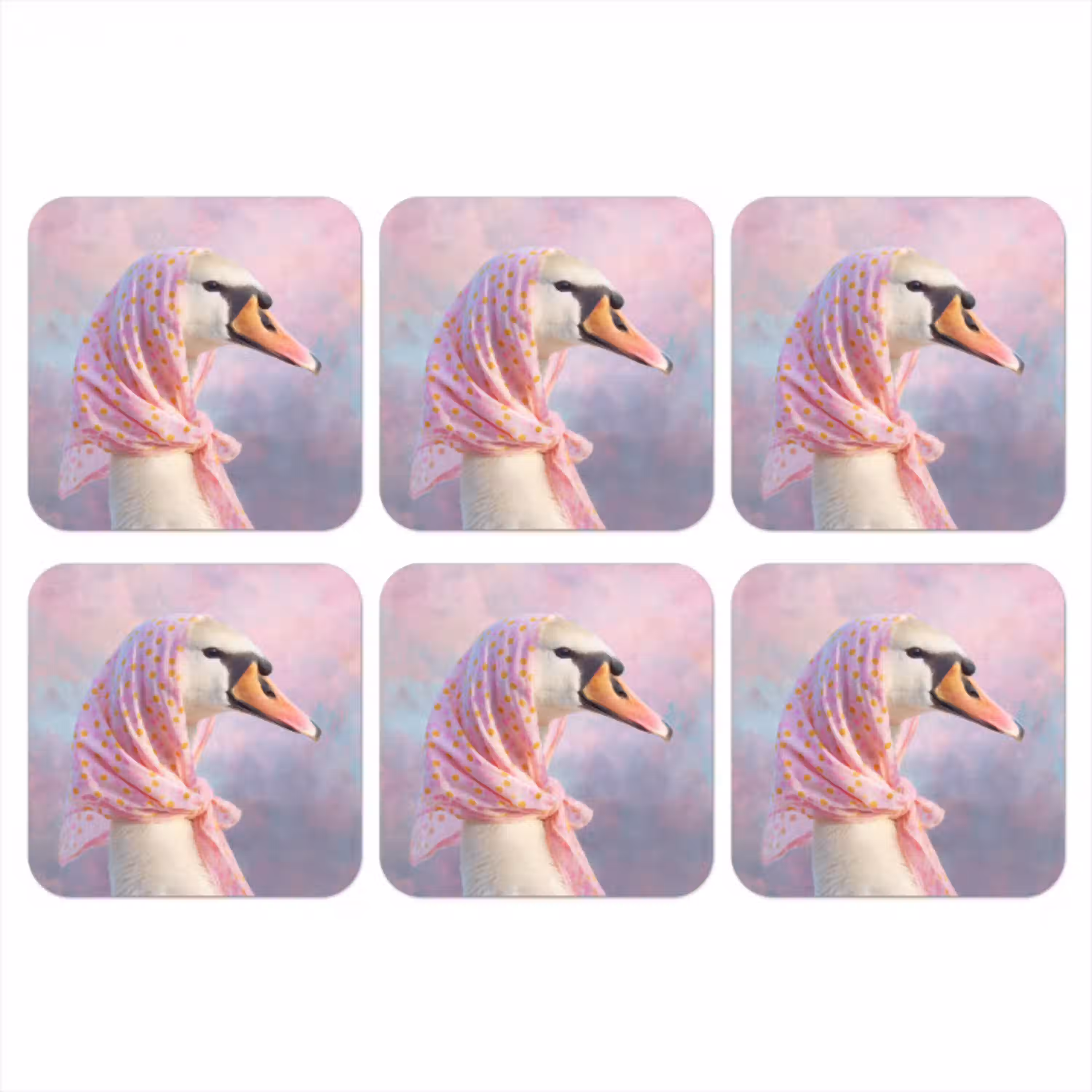 Zwaan - Sjaaltje - Pastelwolken onderzetter kurk middel -3d
