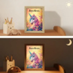 Eenhoorn - Roze - Kleurrijk - Sprookjesbos Light Box met kabel (Kinderlampje) klein -sfeer3_kind